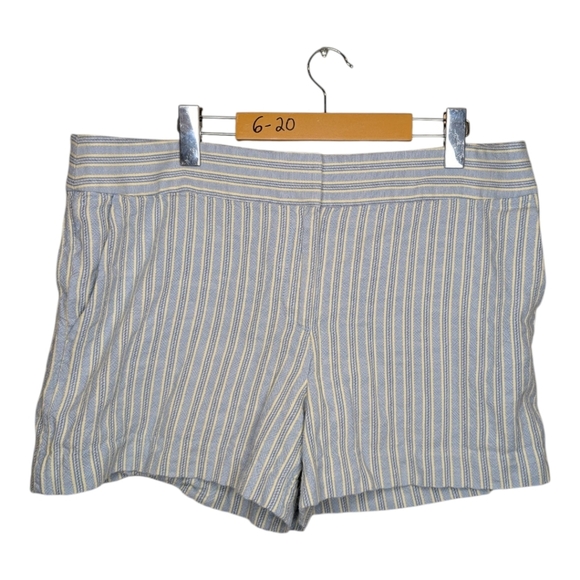 LOFT Women's Size 12 100% Cotton Blue Yellow Striped Riviera Short - Picture 1 of 10